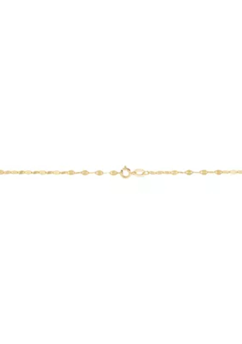 Flower Mirror Chain Necklace in 10K Yellow Gold