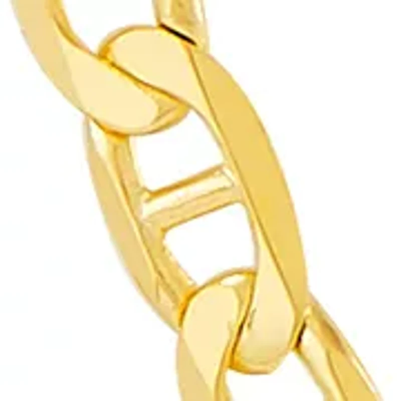 Solid Beveled Mariner Chain Necklace in 10K Yellow Gold