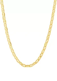 Solid Beveled Mariner Chain Necklace in 10K Yellow Gold