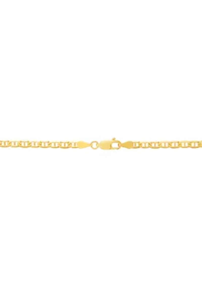 Solid Beveled Mariner Chain Necklace in 10K Yellow Gold