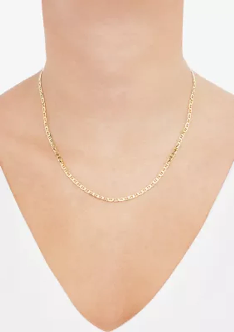 Solid Beveled Mariner Chain Necklace in 10K Yellow Gold