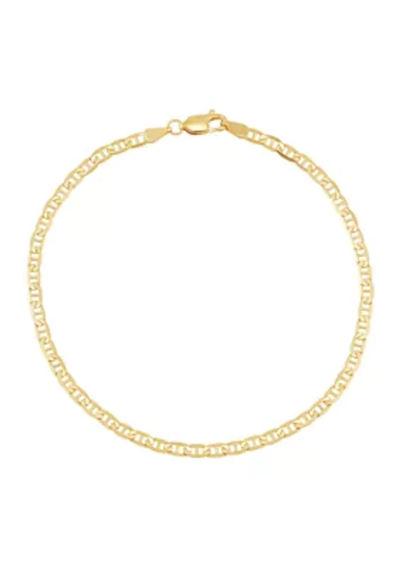 Solid Beveled Mariner Bracelet in 10K Yellow Gold