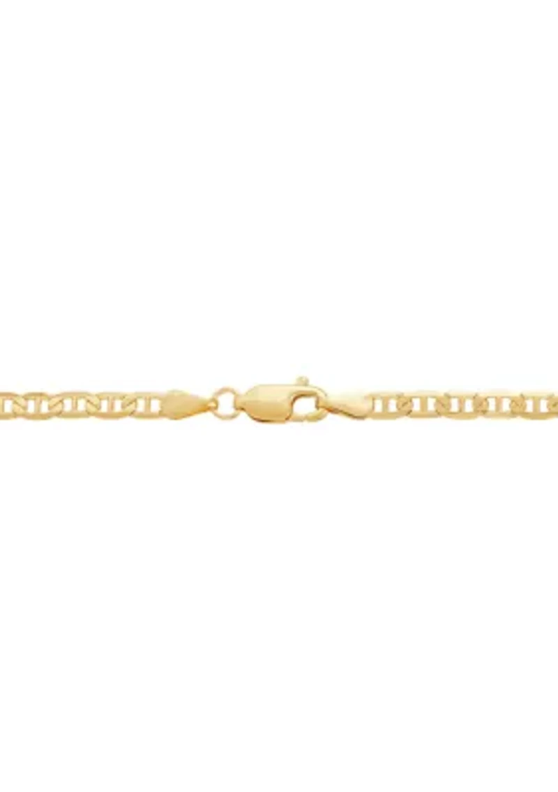 Solid Beveled Mariner Bracelet in 10K Yellow Gold