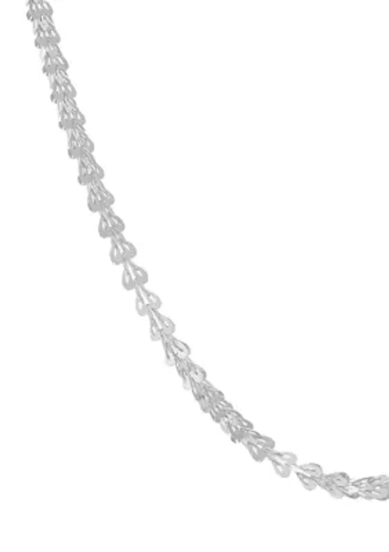 Solid Foldover Heart Chain in 10K White Gold
