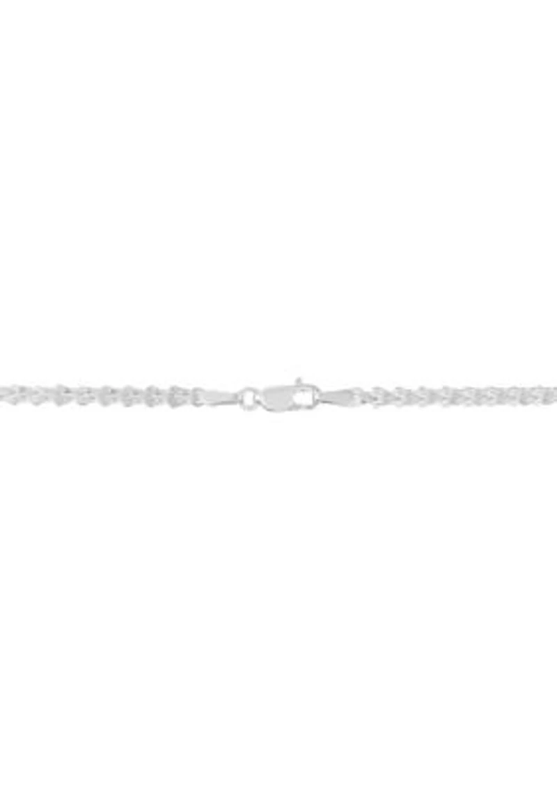 Solid Foldover Heart Chain in 10K White Gold