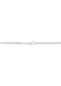 Solid Foldover Heart Chain in 10K White Gold