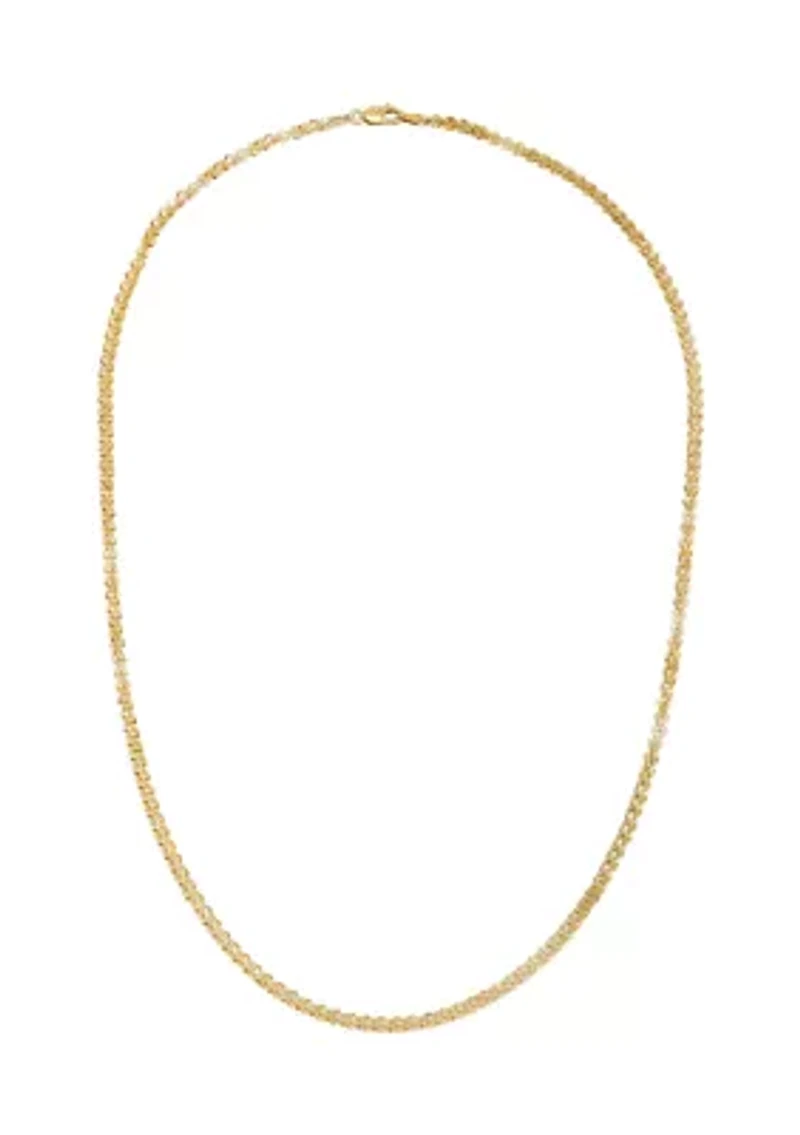 Solid Foldover Heart Chain in 10K Yellow Gold