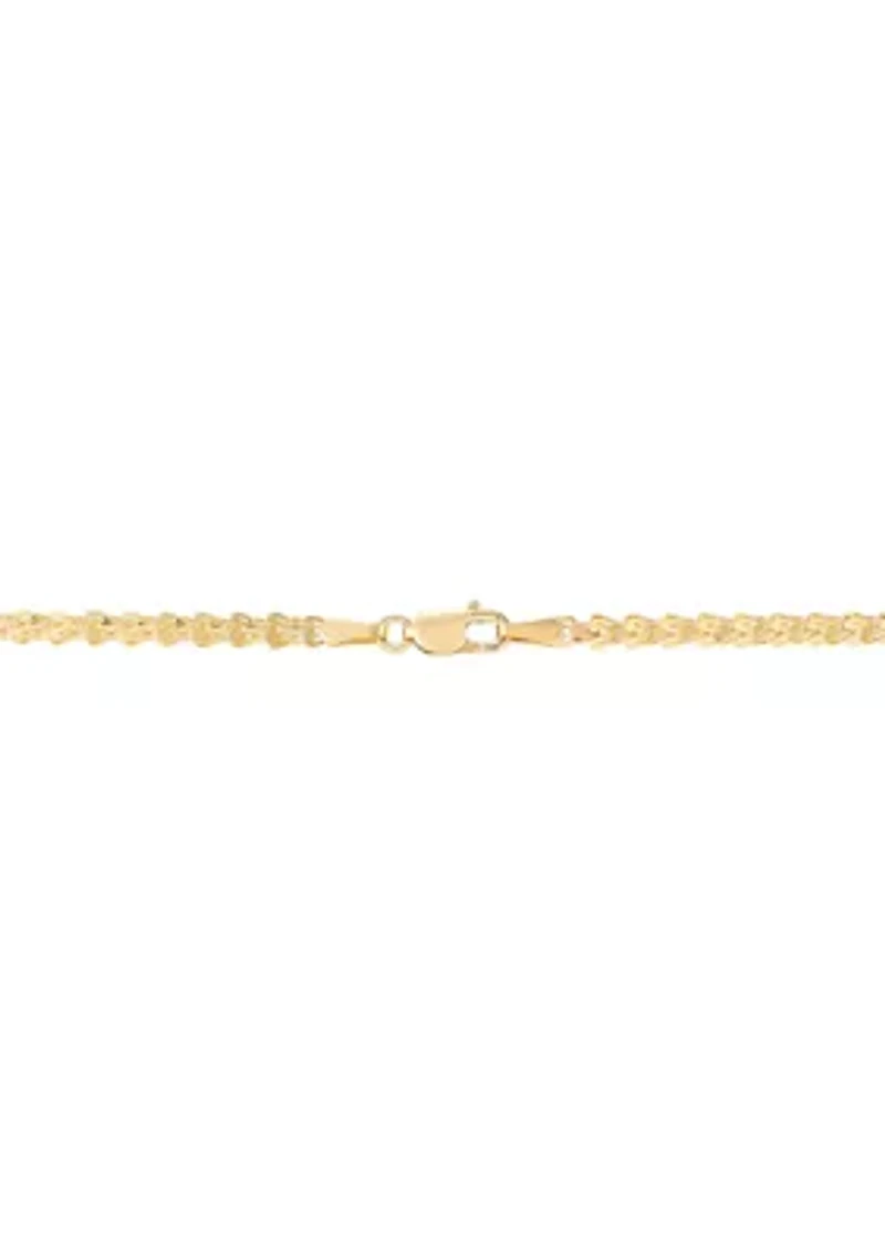 Solid Foldover Heart Chain in 10K Yellow Gold