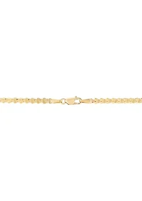 Solid Foldover Heart Chain in 10K Yellow Gold