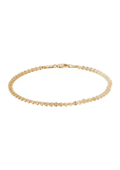 Solid Foldover Heart Bracelet in 10K Yellow Gold
