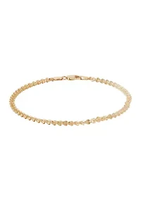 Solid Foldover Heart Bracelet in 10K Yellow Gold