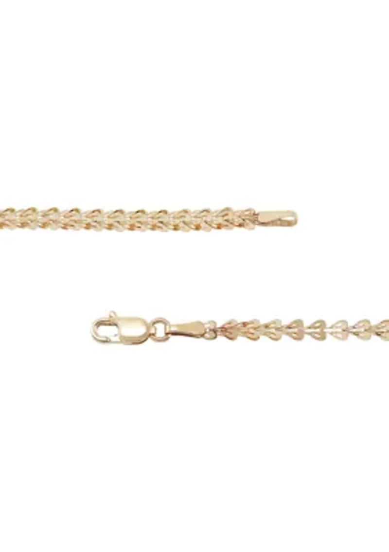 Solid Foldover Heart Bracelet in 10K Yellow Gold