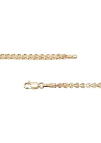 Solid Foldover Heart Bracelet in 10K Yellow Gold