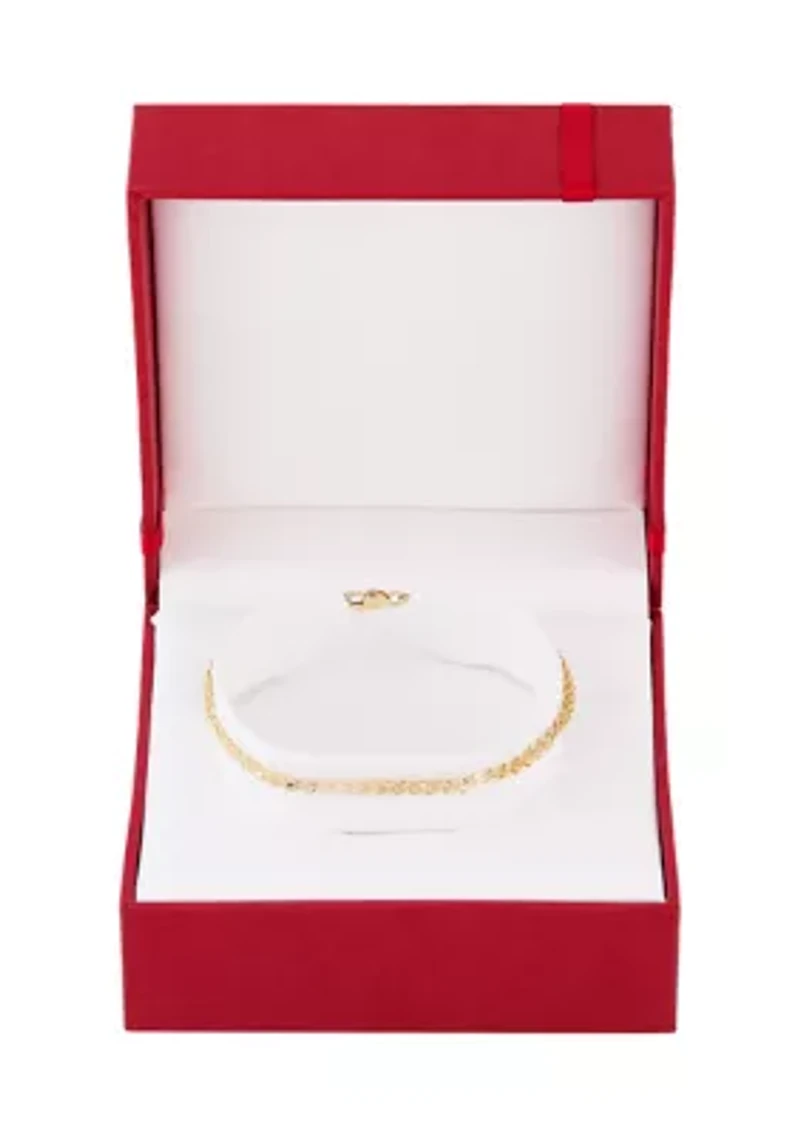 Solid Foldover Heart Bracelet in 10K Yellow Gold