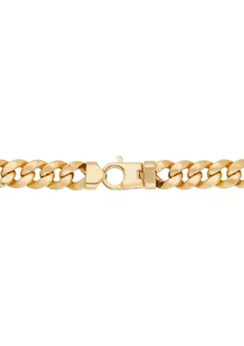9.25 Millimeter Hollow Curb Chain Necklace in 10k Yellow Gold