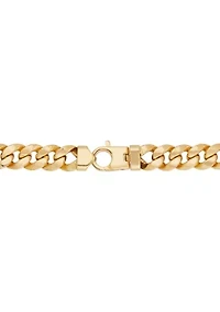 9.25 Millimeter Hollow Curb Chain Necklace in 10k Yellow Gold