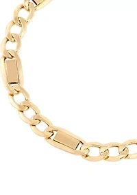 Hollow Figaro Chain with Bar Bracelet in 10K Yellow Gold