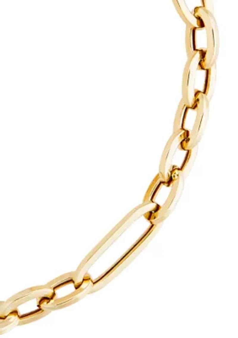 Figaro Design Chain Bracelet in 10K Yellow Gold