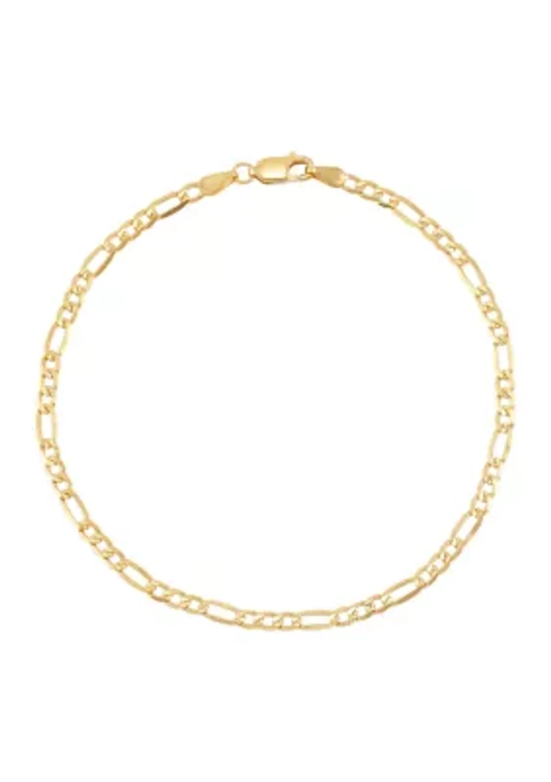 Solid 3 + 1 Figaro Bracelet in 10K Yellow Gold