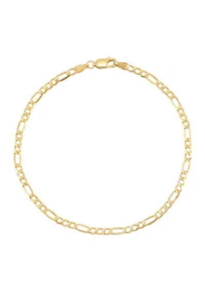 Solid 3 + 1 Figaro Bracelet in 10K Yellow Gold