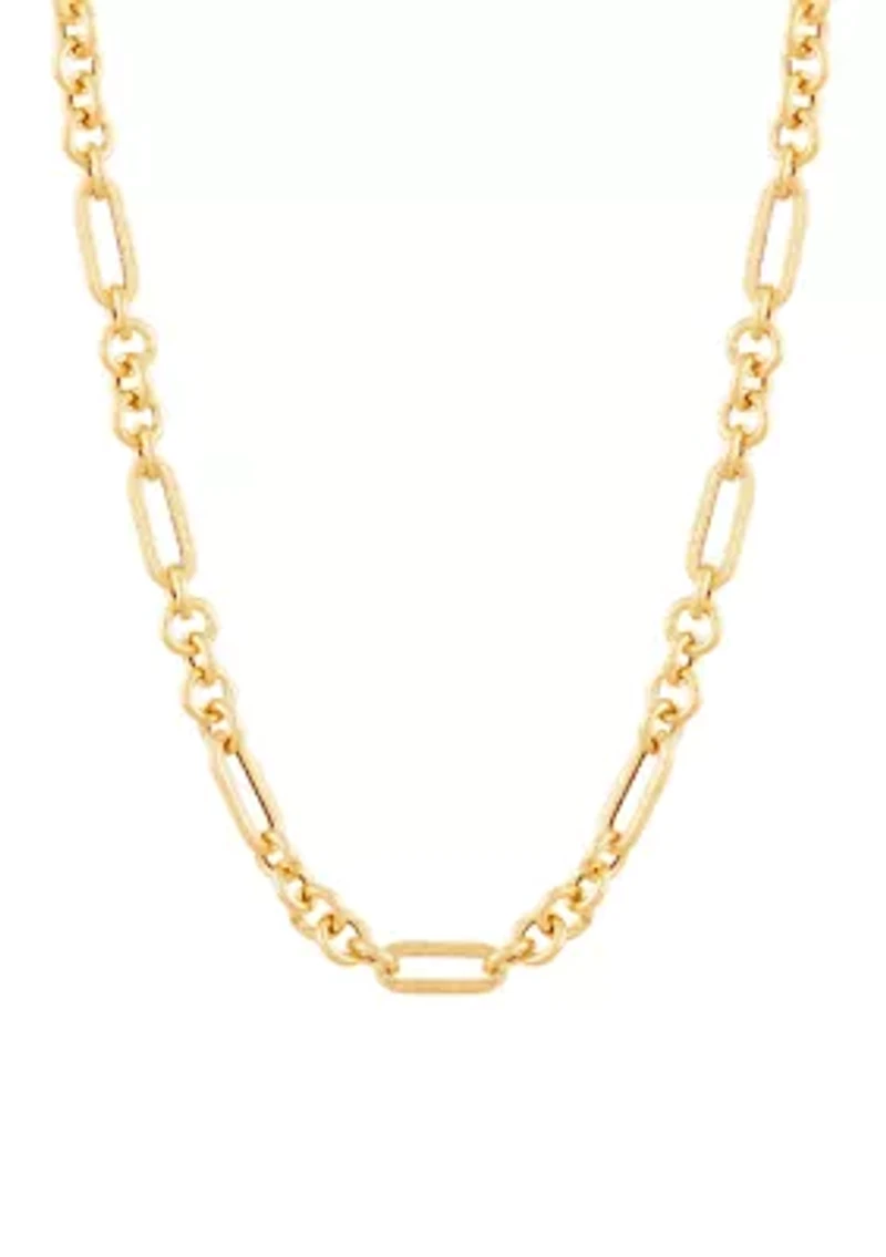 Paperclip Round Link Necklace in 10K Yellow Gold