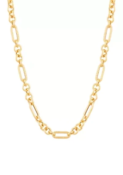 Paperclip Round Link Necklace in 10K Yellow Gold
