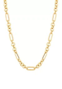 Paperclip Round Link Necklace in 10K Yellow Gold