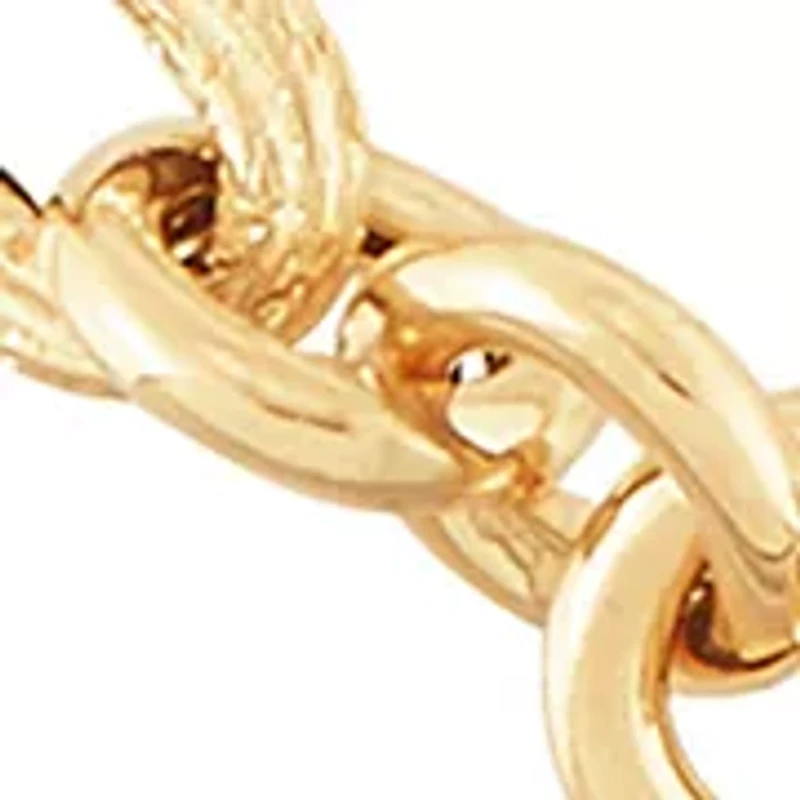 Hollow Paperclip Round Chain Bracelet in 10K Yellow Gold