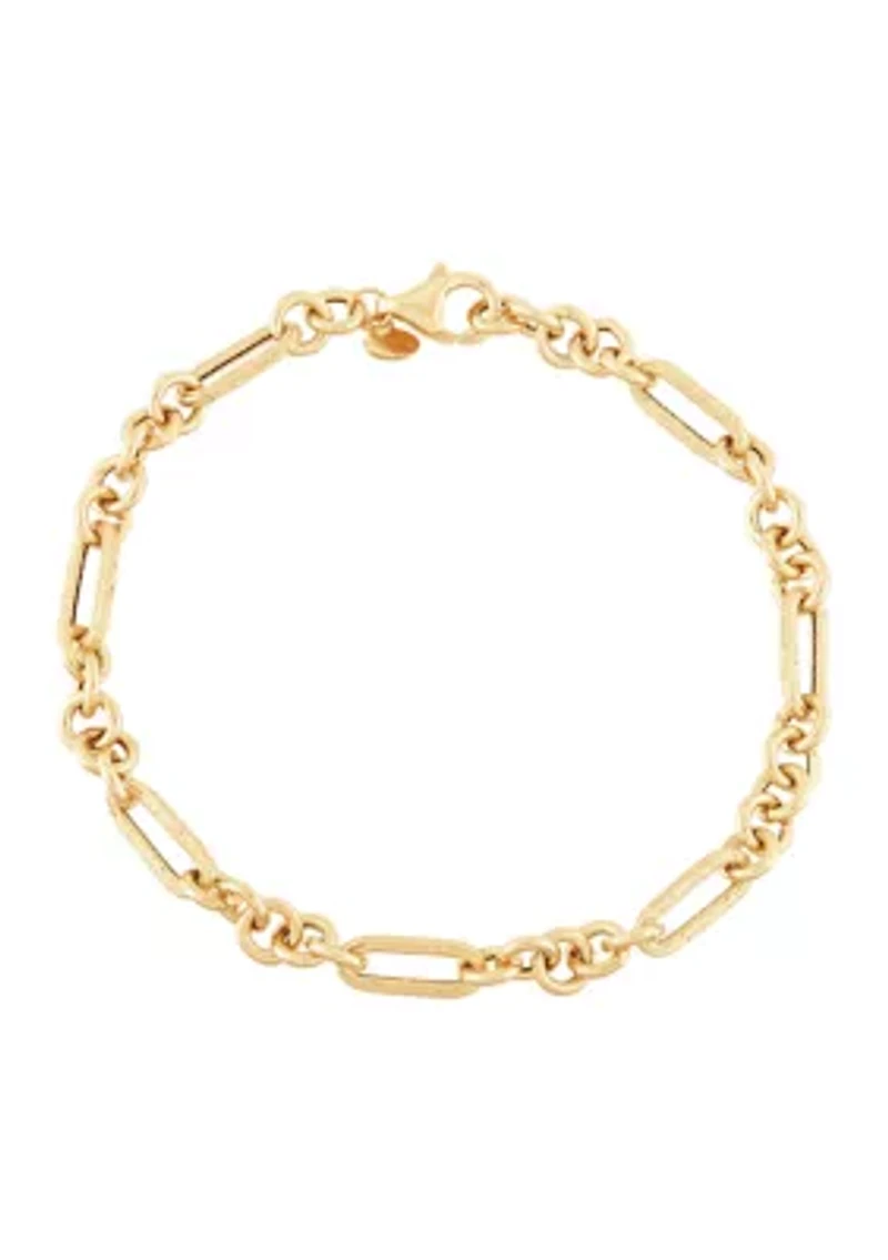 Hollow Paperclip Round Chain Bracelet in 10K Yellow Gold