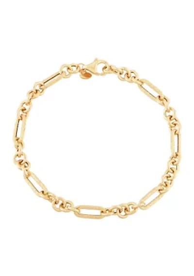 Hollow Paperclip Round Chain Bracelet in 10K Yellow Gold