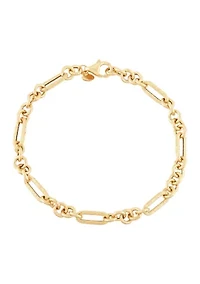 Hollow Paperclip Round Chain Bracelet in 10K Yellow Gold