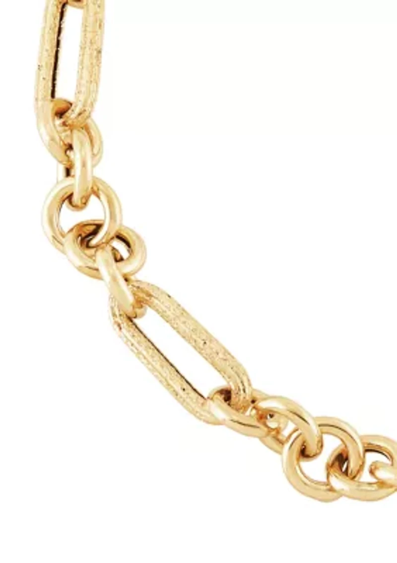 Hollow Paperclip Round Chain Bracelet in 10K Yellow Gold