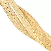 Solid Textured Braided Herringbone Bracelet in 10K Yellow Gold