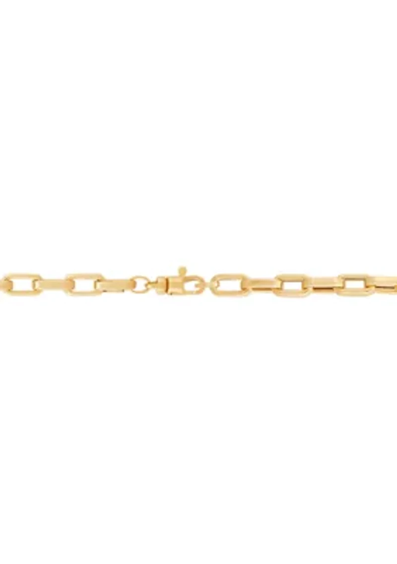 Hollow Rectangle Chain Necklace in 10K Yellow Gold