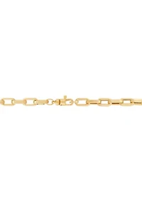 Hollow Rectangle Chain Necklace in 10K Yellow Gold