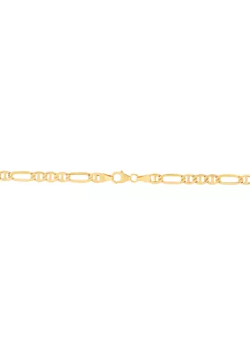 Hollow Figaro Chain in 10K Yellow Gold