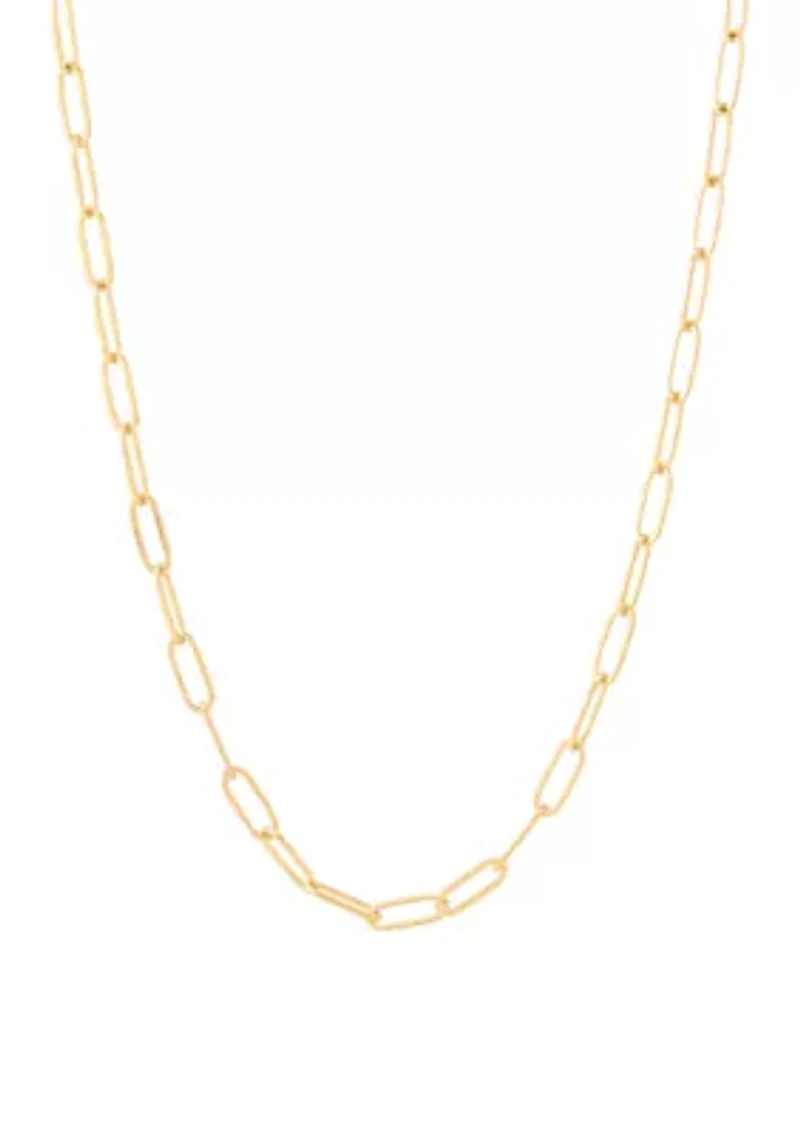 Solid Paperclip Chain in 10K Yellow Gold