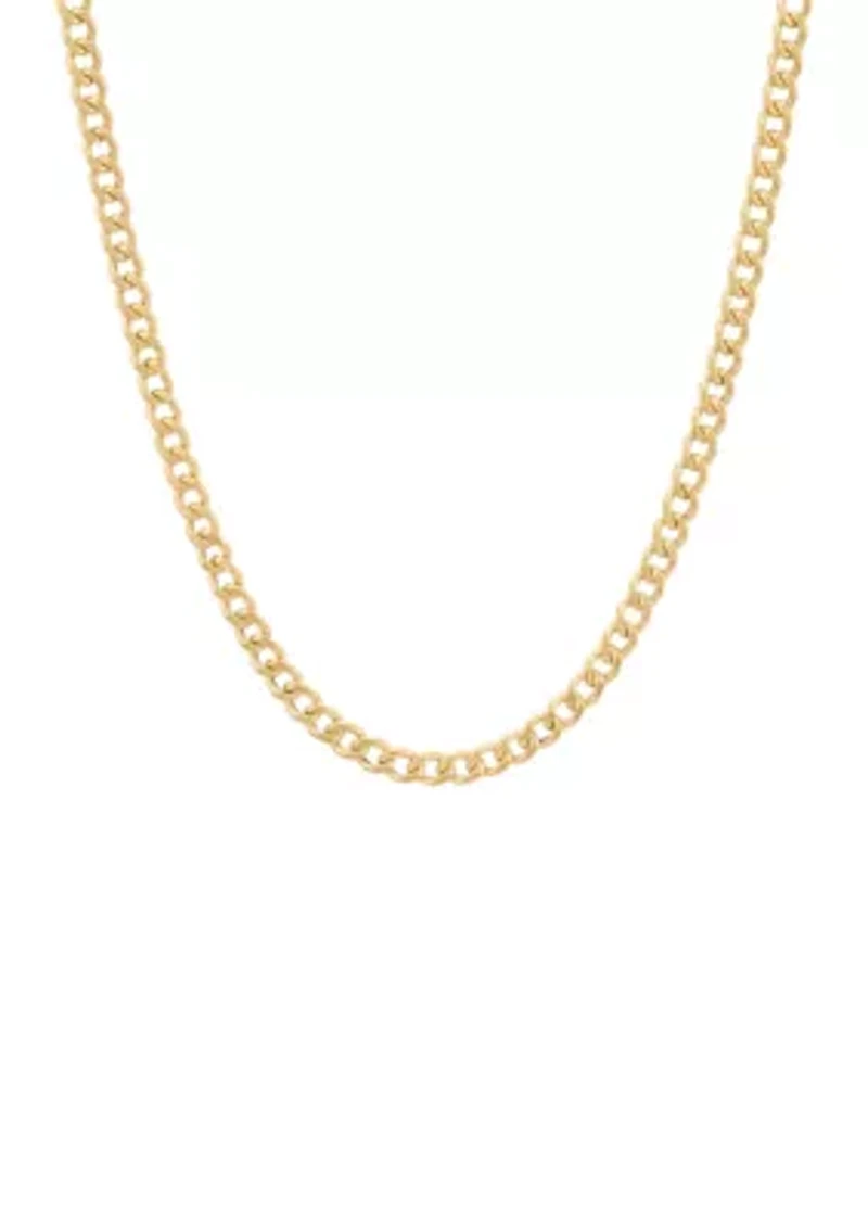 Hollow Curb Chain Necklace in 10K Yellow Gold