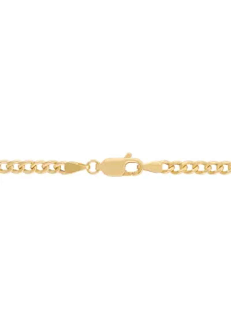 Hollow Curb Chain Necklace in 10K Yellow Gold