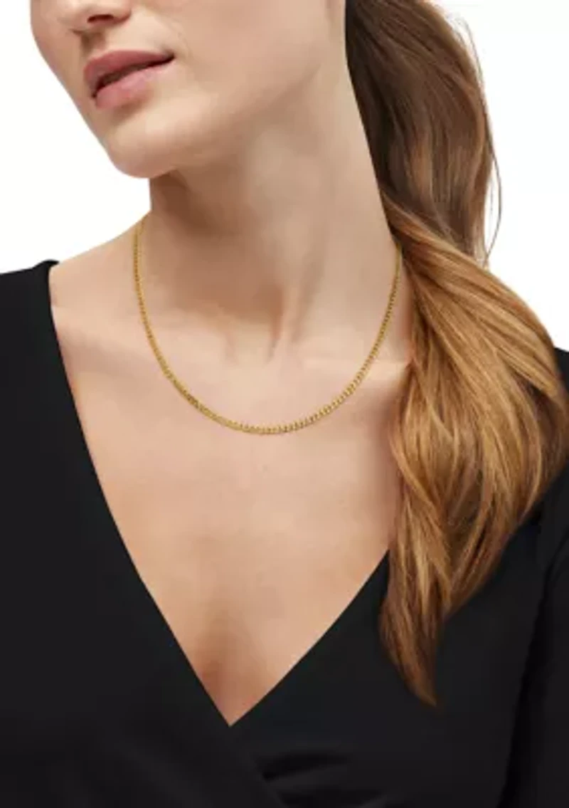 Hollow Curb Chain Necklace in 10K Yellow Gold