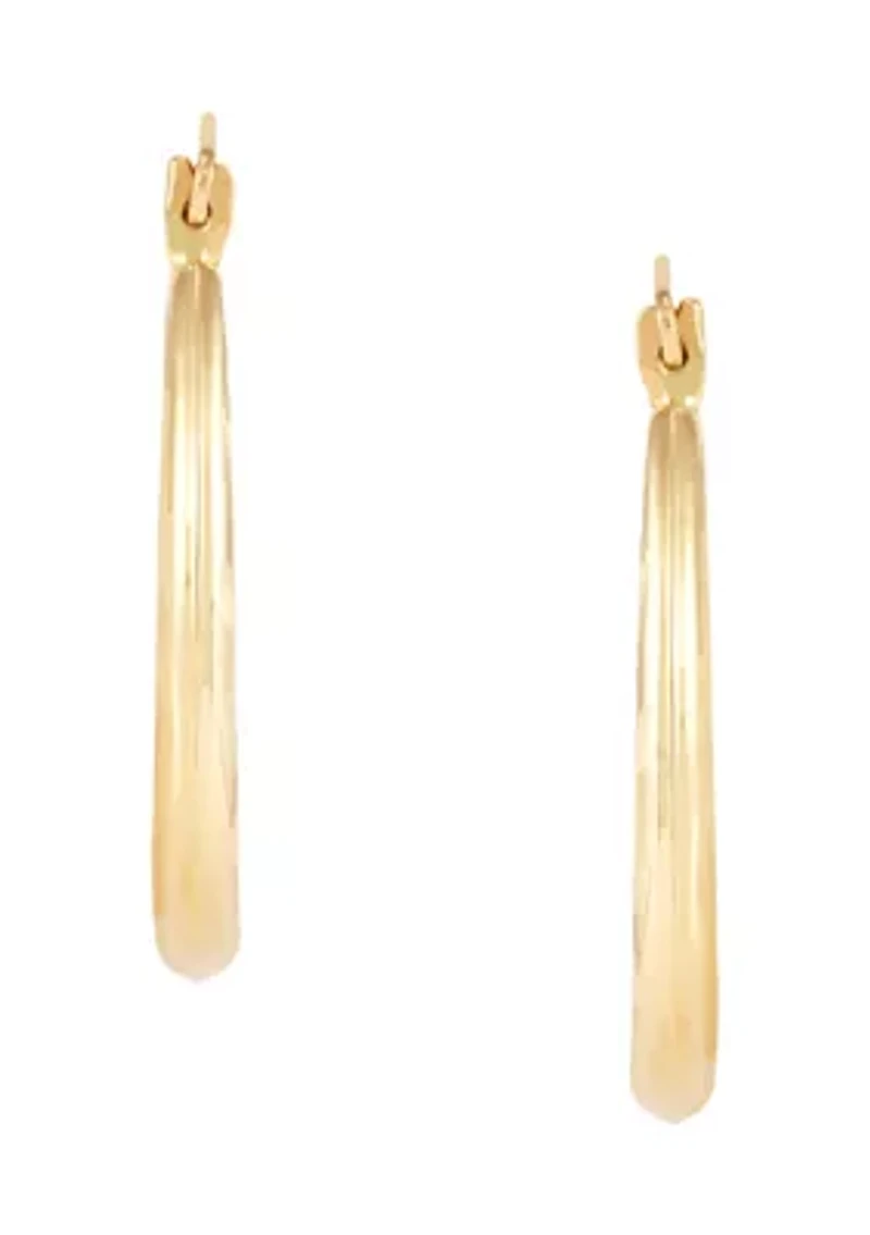 Oval Crystal Cut Tube Hoop Earrings in 10K Yellow Gold
