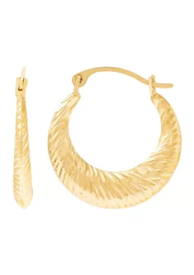 Shell Hoop Earrings in 10K Yellow Gold
