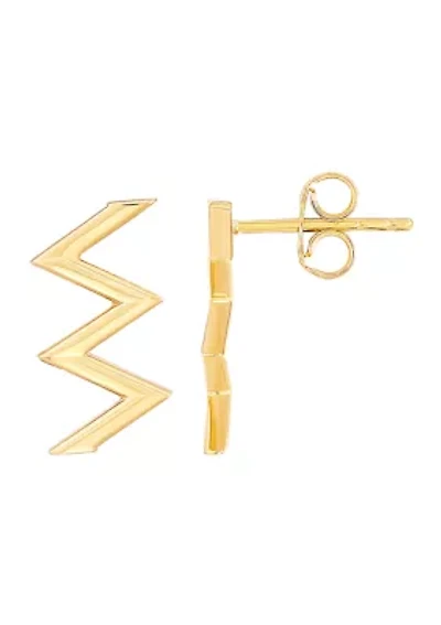 Zig Zag Bar Stud Earrings in 10K Yellow Gold