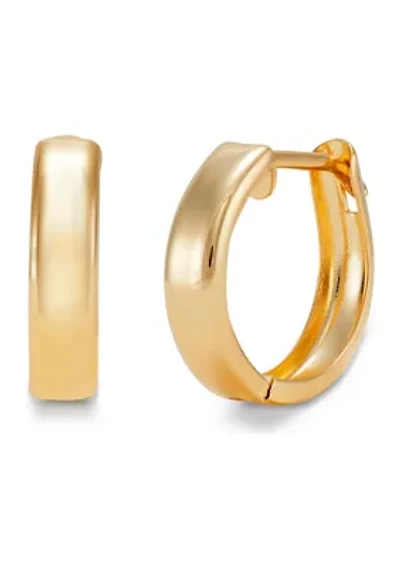 Round Huggie Hoop Earrings in 10K Yellow Gold