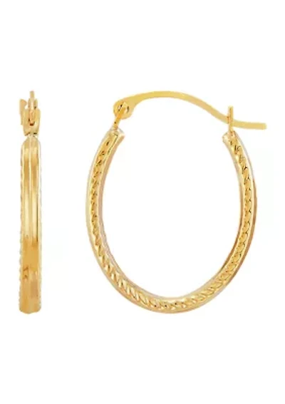 Diamond Shape Plain Hoop Earrings in 10K Yellow Gold