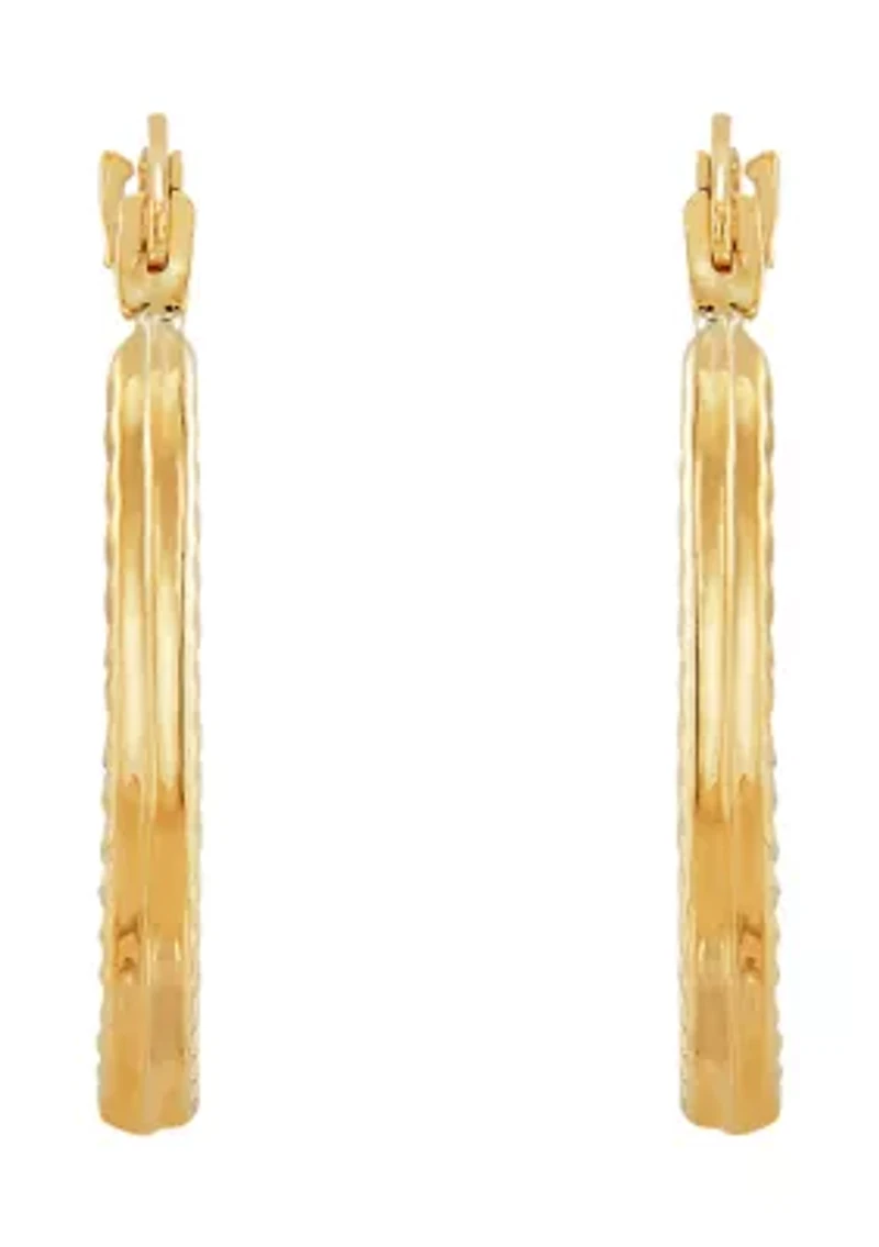 Diamond Shape Plain Hoop Earrings in 10K Yellow Gold