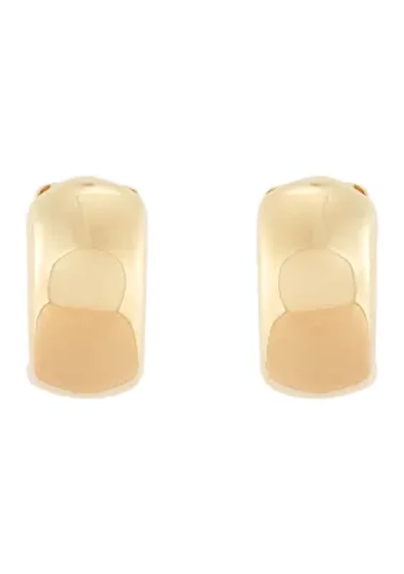 Hollow Huggie Hoop Earrings in 10K Yellow Gold
