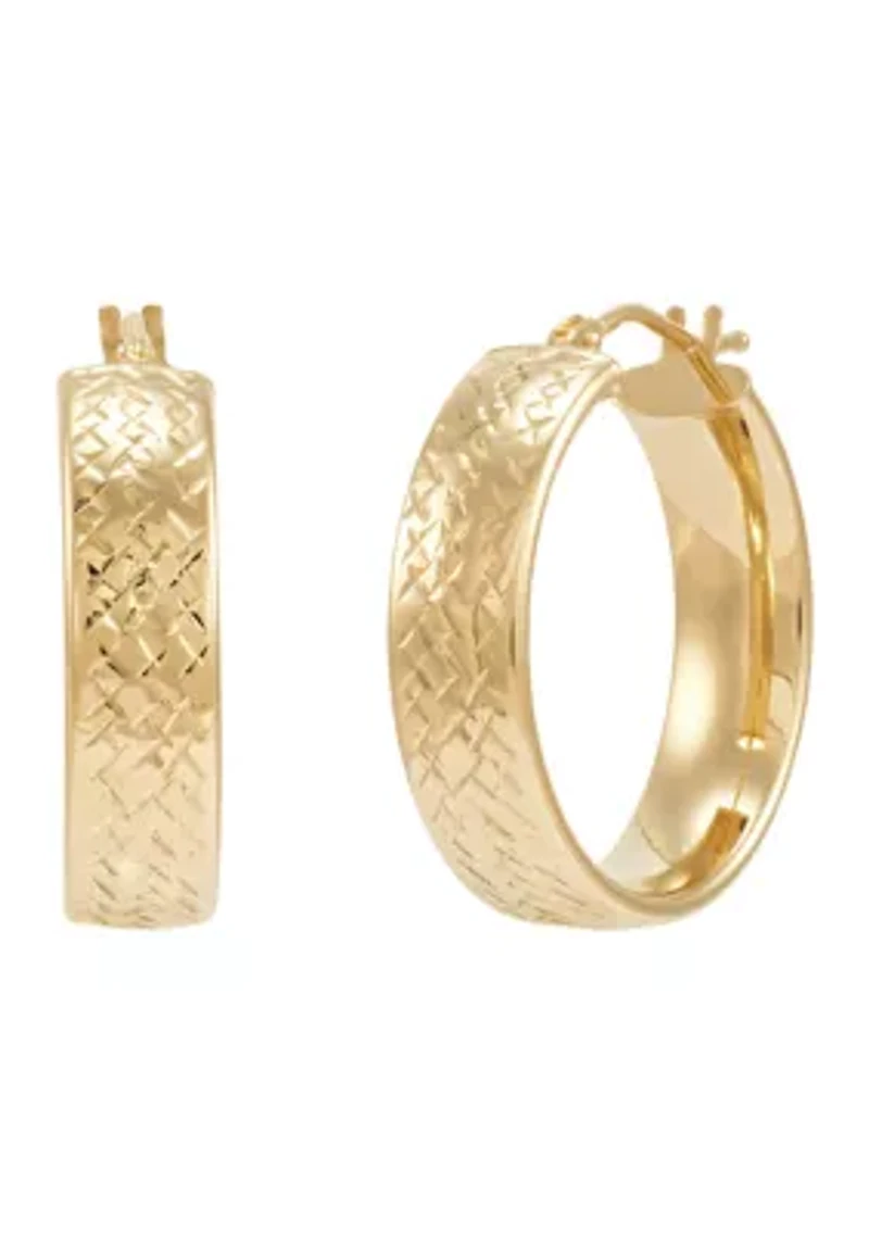 Round Wide Tube Hoop Earrings in 10K Yellow Gold