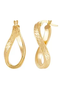 Flat Curve Oval Hoop Earrings in 10K Yellow Gold