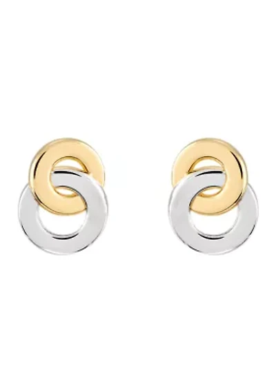 Interlock Circle Stud Earrings in 10K Two-Tone Gold